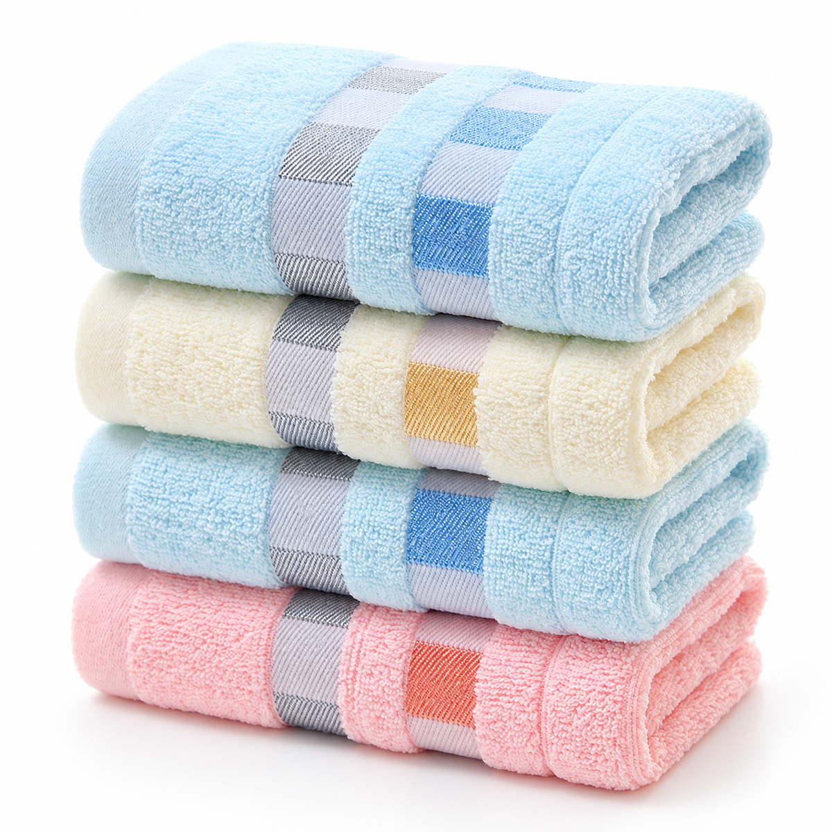 ๐ Towel | Cotton Terry Bathroom Family | Checkered Stripe Glow