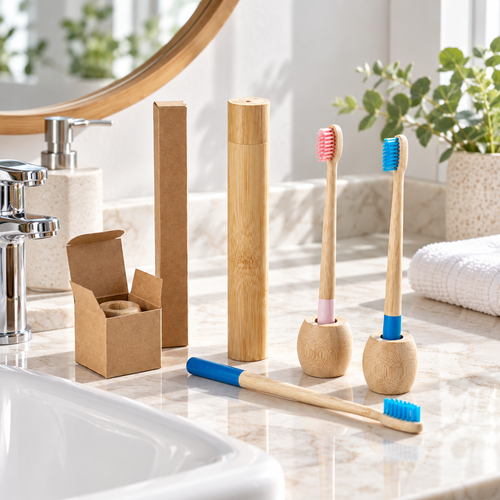 🪥 Toothbrush | Bamboo Bathroom Eco Friends | Natural Wooden Glow