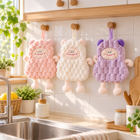 👻 Towel | Fleece Plush Kitchen Teens | Cartoon Monster Glow