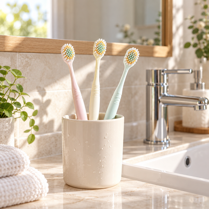 🧼 Toothbrush | Bristle Soft Bathroom Adults | Wide Thin Head Glow