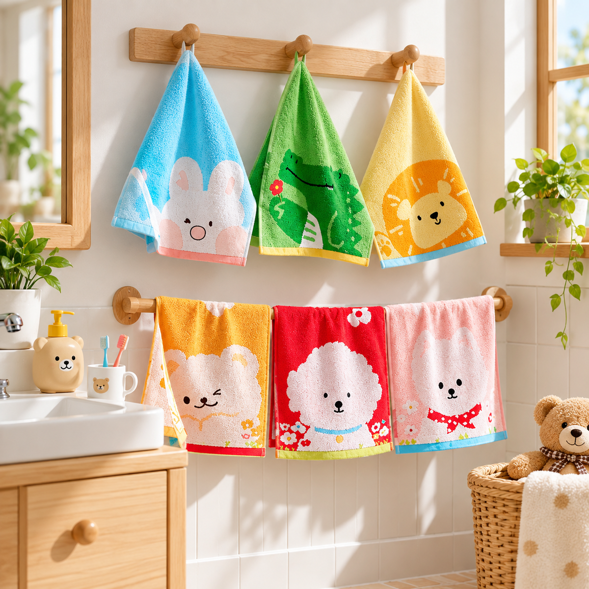 🐰 Towel | Combed Cotton Bathroom Toddlers | Cartoon Animal Glow