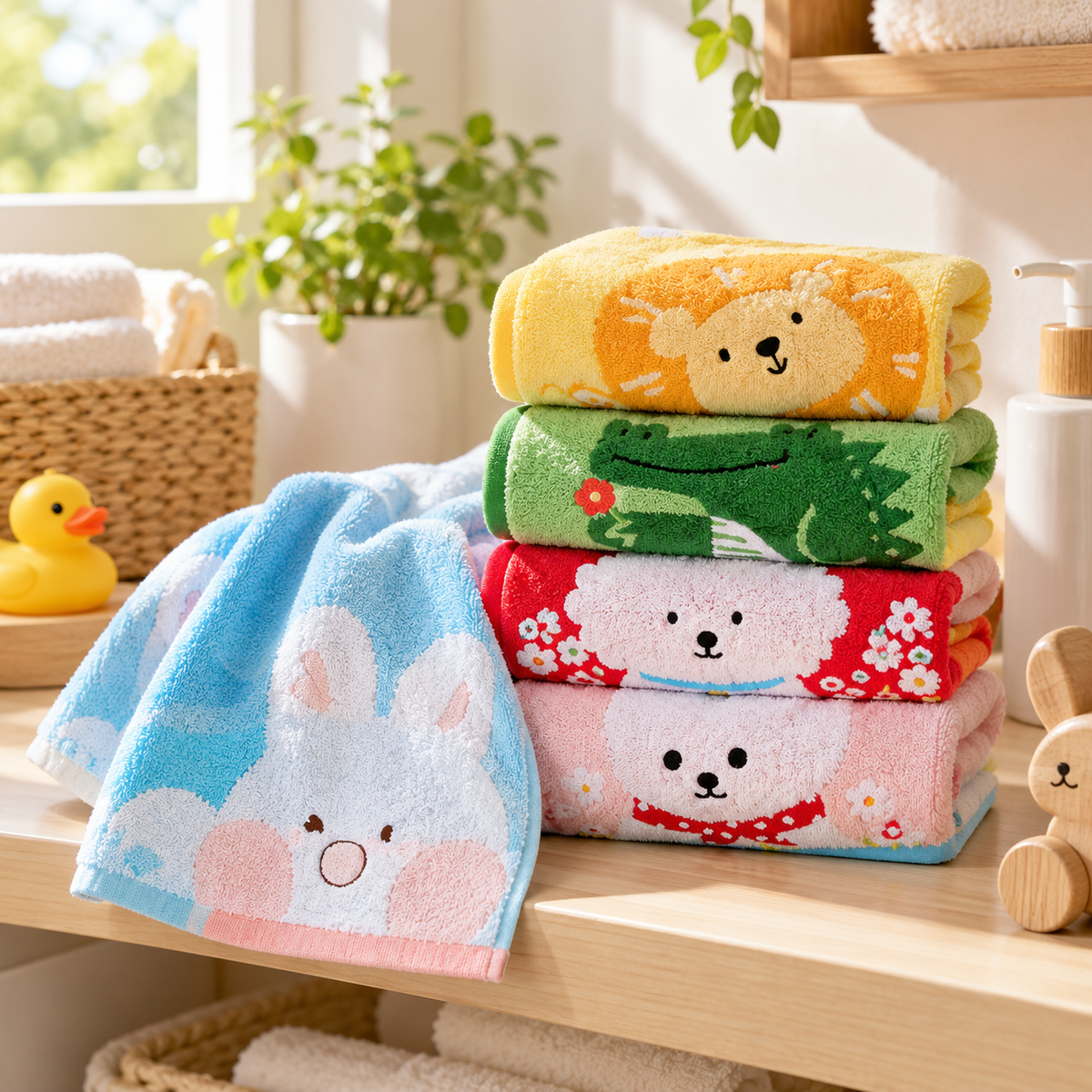 🐰 Towel | Combed Cotton Bathroom Toddlers | Cartoon Animal Glow