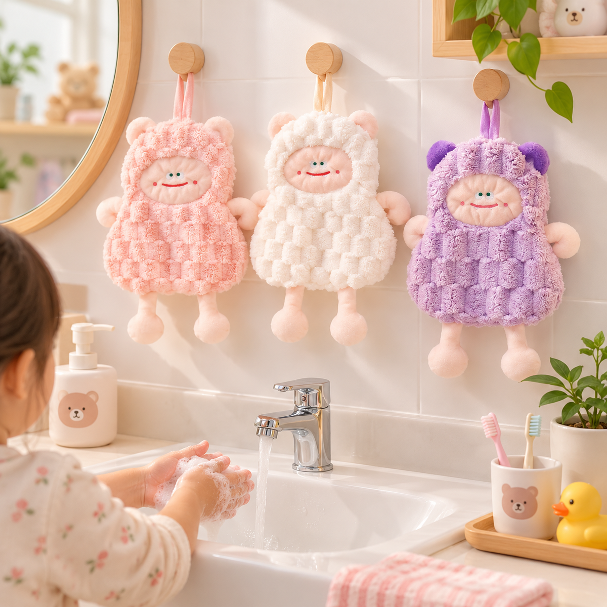 👻 Towel | Fleece Plush Kitchen Teens | Cartoon Monster Glow