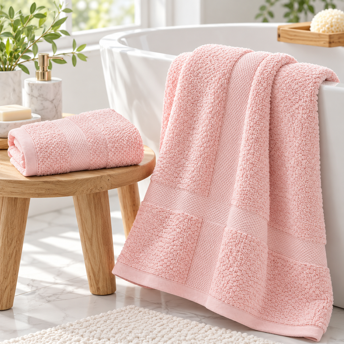 🧺 Towel | Plush Cotton Bathroom Family | Ribbed Absorbent Glow