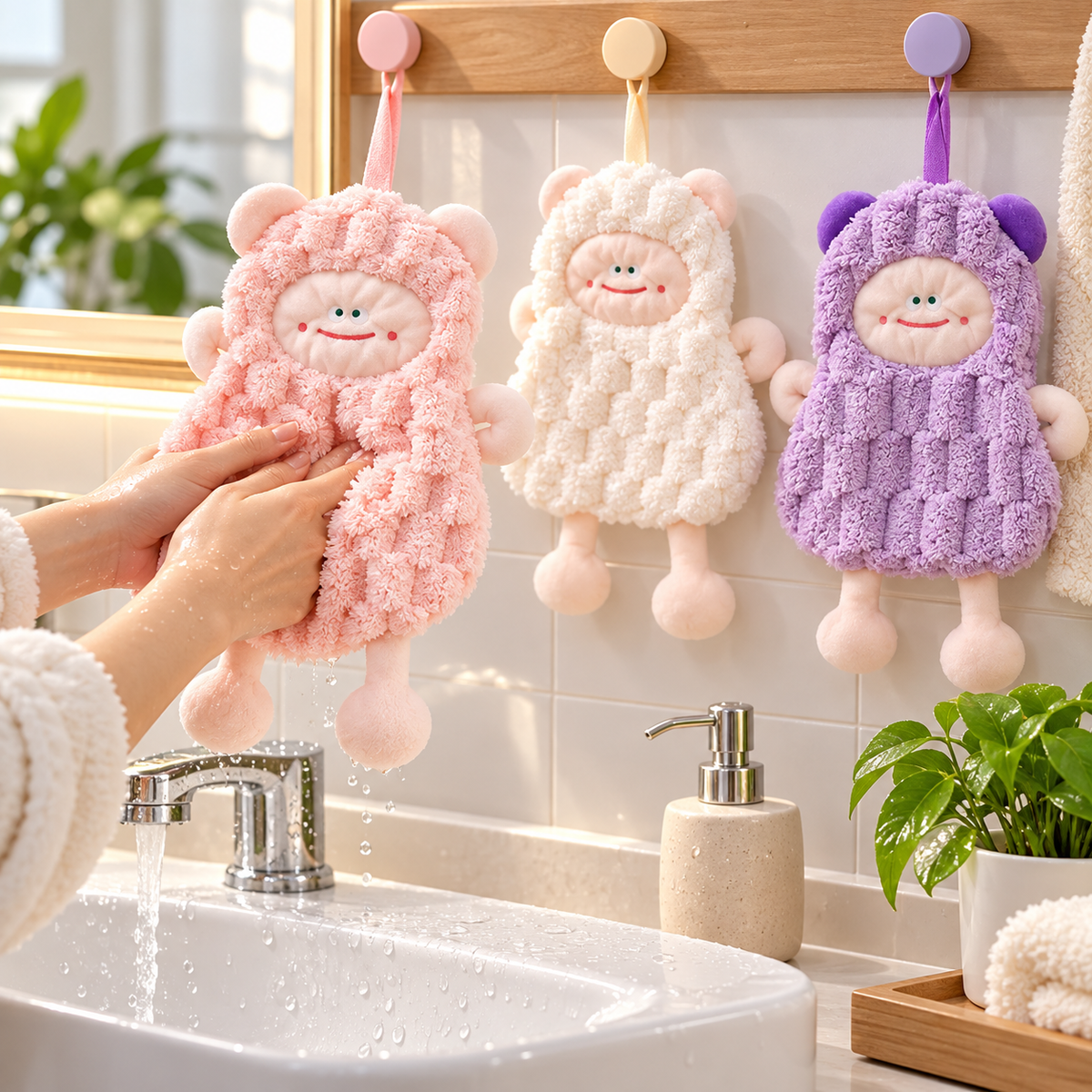 👻 Towel | Fleece Plush Kitchen Teens | Cartoon Monster Glow
