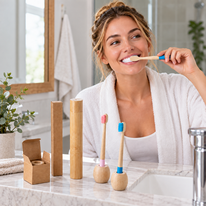 🪥 Toothbrush | Bamboo Bathroom Eco Friends | Natural Wooden Glow