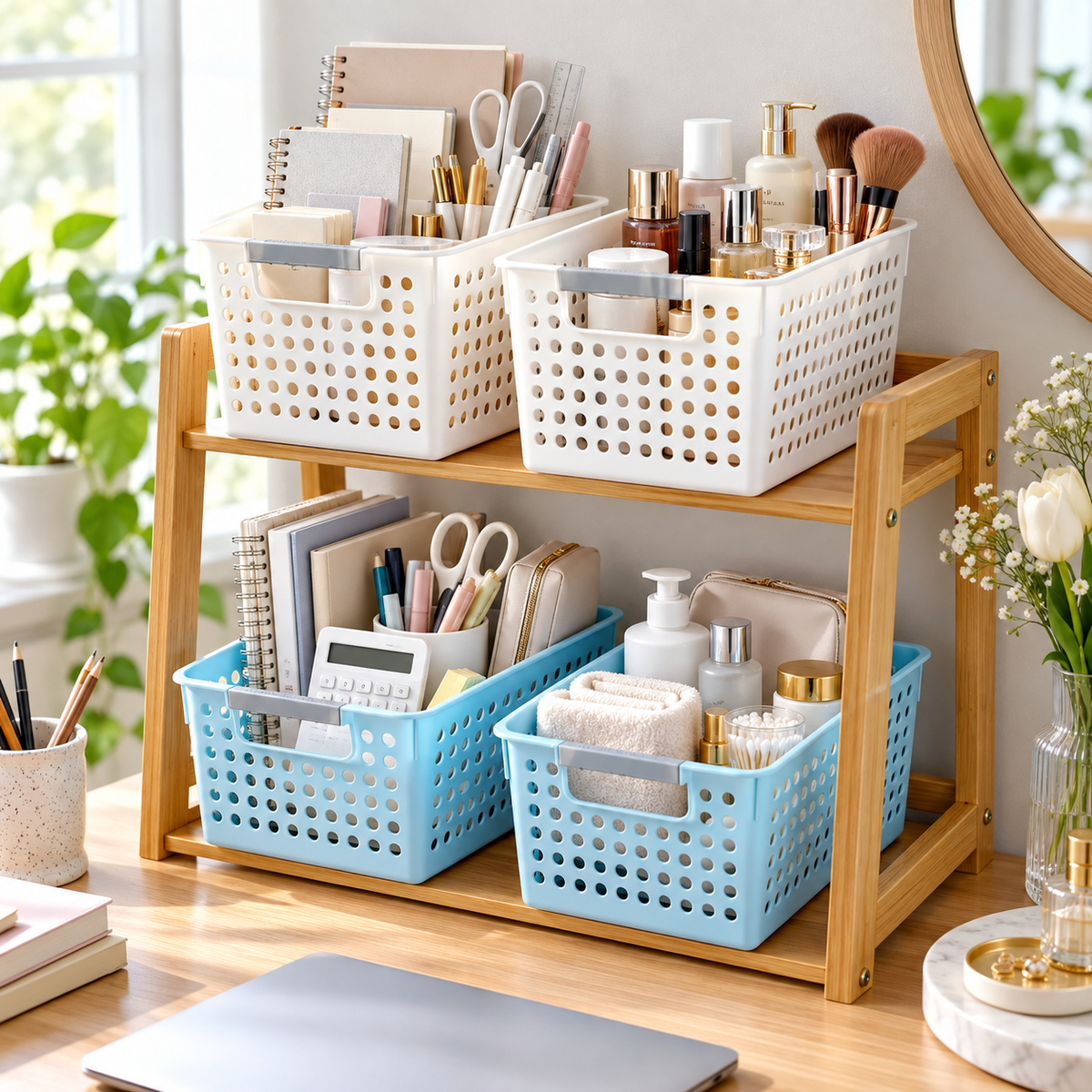 📦 Basket | Plastic Woven Pantry Homeowners | Perforated Vent Glow