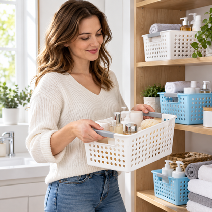 📦 Basket | Plastic Woven Pantry Homeowners | Perforated Vent Glow